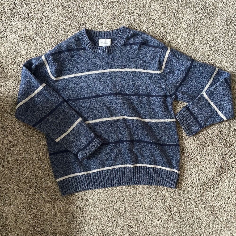 Blue striped knit sweater